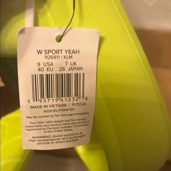 UGG Vibrant Lime Sandals - Picture 2 of 5